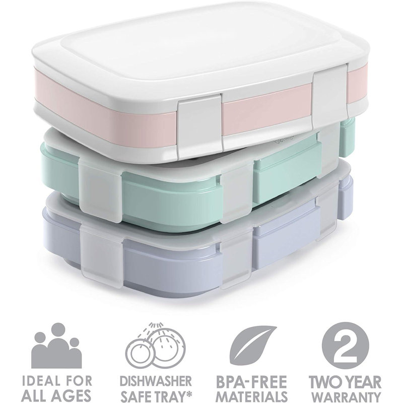 Prep & Savour 3-Pack Meal Prep Lunch Box Set - Reusable 3-Compartment Containers For Meal Prepping, Healthy Eating On-The-Go, And Balanced Portion-Control - BPA-Free, Microwave & Dishwasher Safe