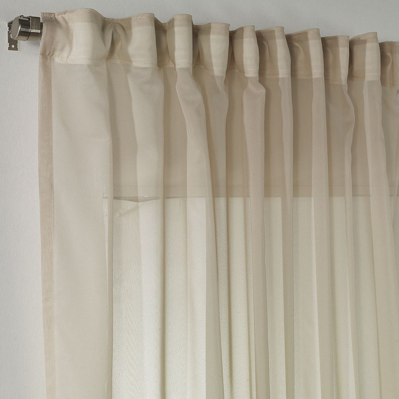 Sheer Curtain Panel Pair, Beige, 280cm Width x 325cm Drop