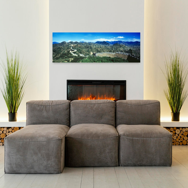 Fortified Wall On A Mountain Great Wall Of China Beijing China by J Yip/CPL - Wrapped Canvas Panoramic Print