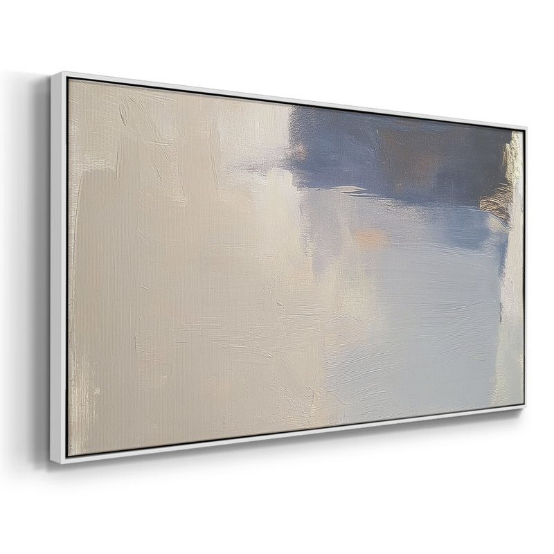 Série abstraite-DCCDXVII- Toile tendue avec châssis tendue, prête à être accrochée, H 21 po x l 41 po, Blanc