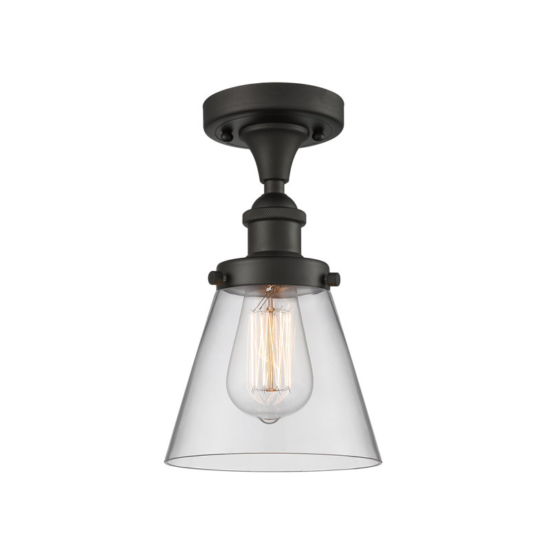 Plafonnier semi-encastré 1 lumière Wilmoth, Ampoule non incluse, Bronze huilé, Transparent