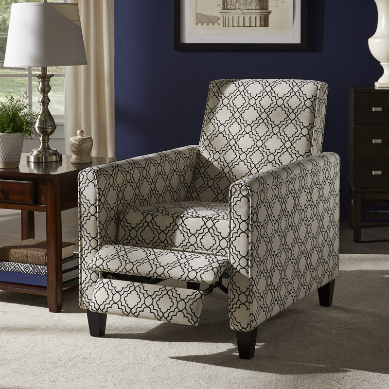 Upholstered Recliner, Grey Polyester Blend