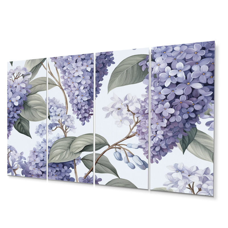 Mauve et gris, lilas, fleurs parfumées II - ensemble de reproductions d'art mural en métal floral