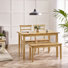 Alissah Rubberwood Extending Dining Table Set - Traditional Rustic Farmhouse Style