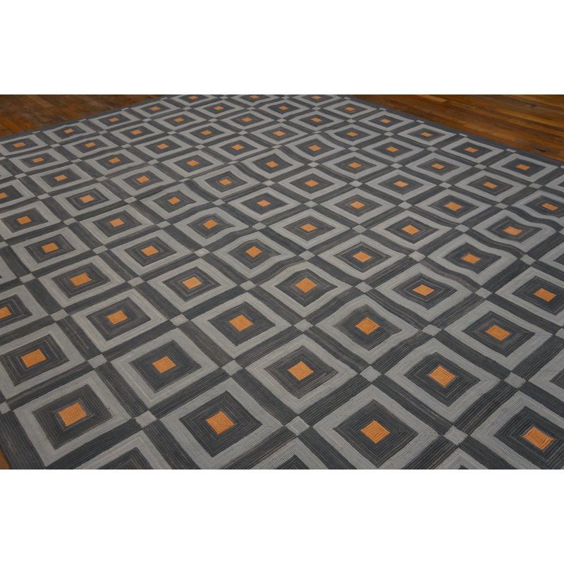 American Hooked Wool Geometric Area Rug