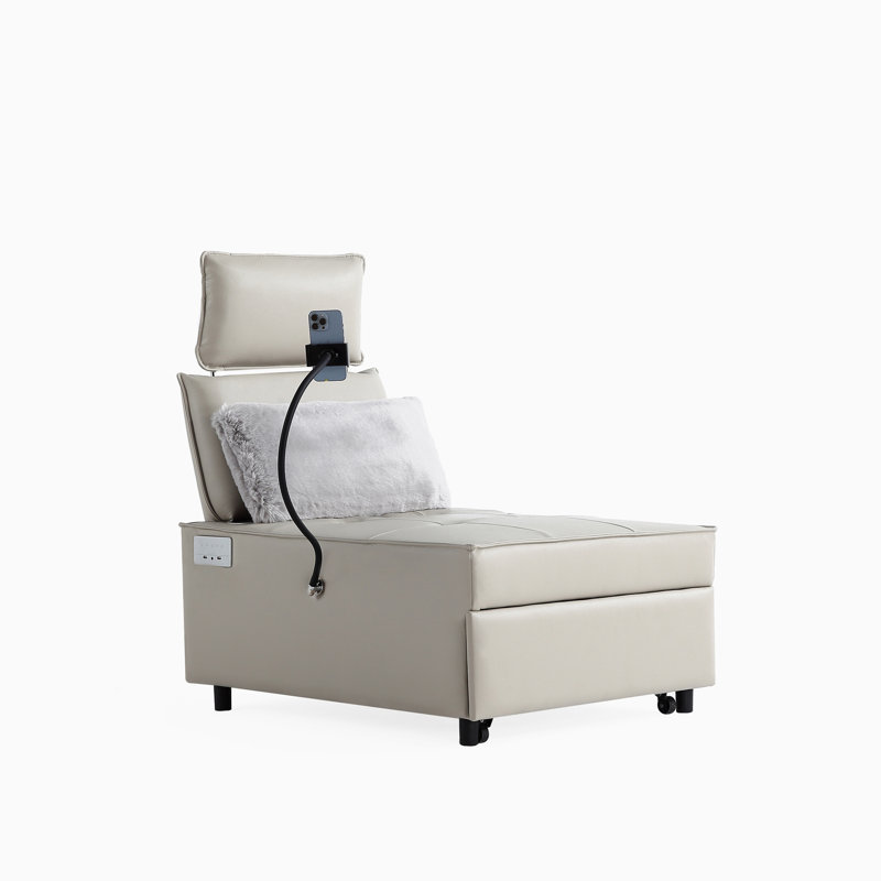 Chaise convertible, Similicuir crème