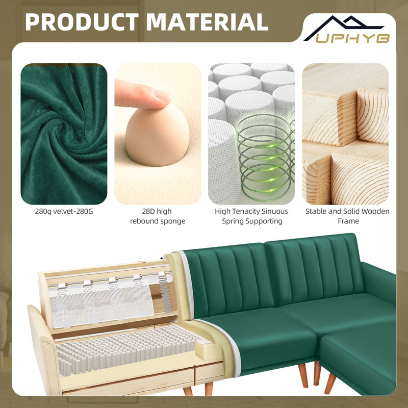 Canapé modulaire en velours Windale, Velours vert foncé