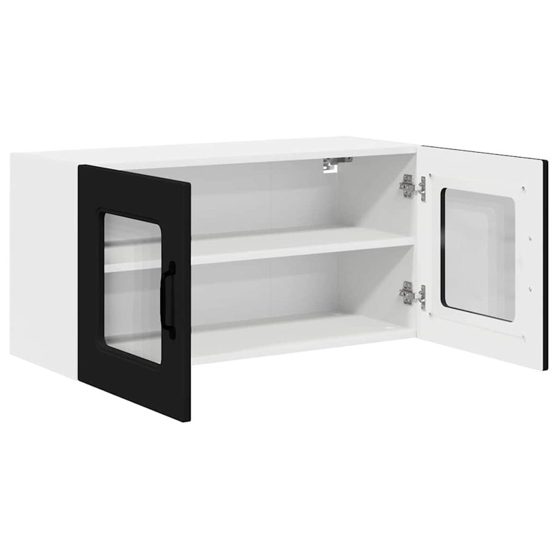Vidaxl Kitchen Wall Cabinet Brown Oak 80 X 31 X 40 Cm Engineered Wood, Black
