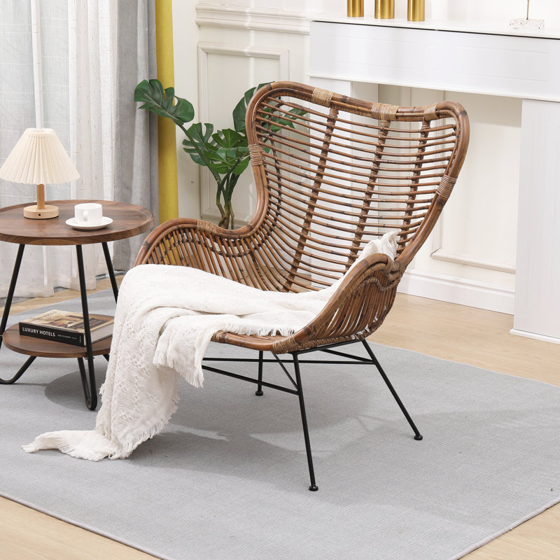 Cemlyn Metal and Natural Rattan Armchair