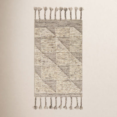 Ro Brown Ivory Hand-Woven Geometric Rug