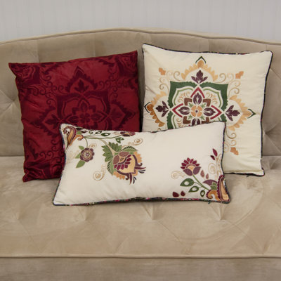 Donna Sharp Spice Postage Stamp Embroidered Decorative Throw Pillow