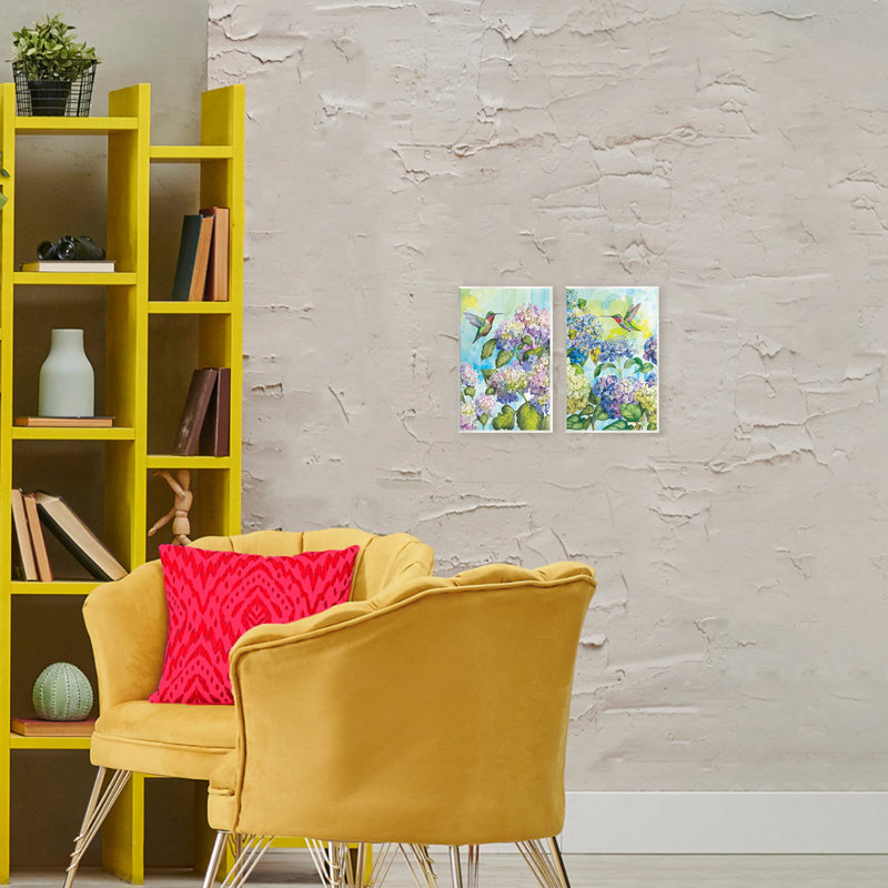Ensemble de 2 plaques murales Hummingbirds and Hydrangeas, par Tim Coffey, H 15 po x l 20 po