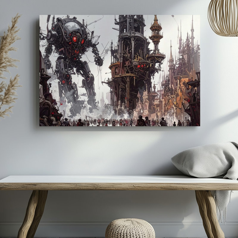 Impression sur toile Steampunk Mech Bataille Canvaspost, guerre industrielle apocalyptique, H 18 po x l 24 po
