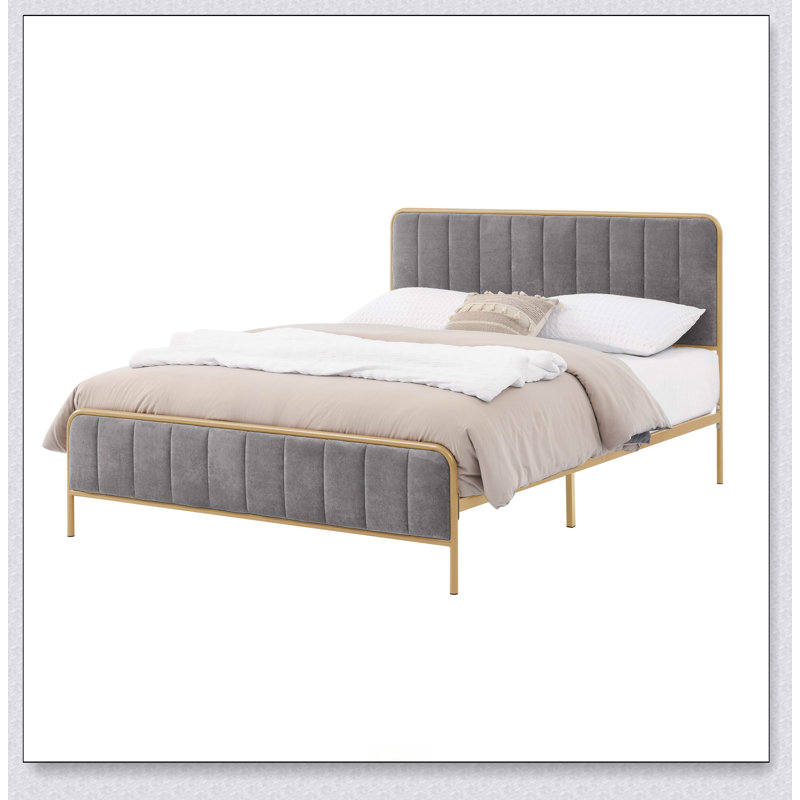 Ashley Upholstered Queen  Bed Frame, Gray