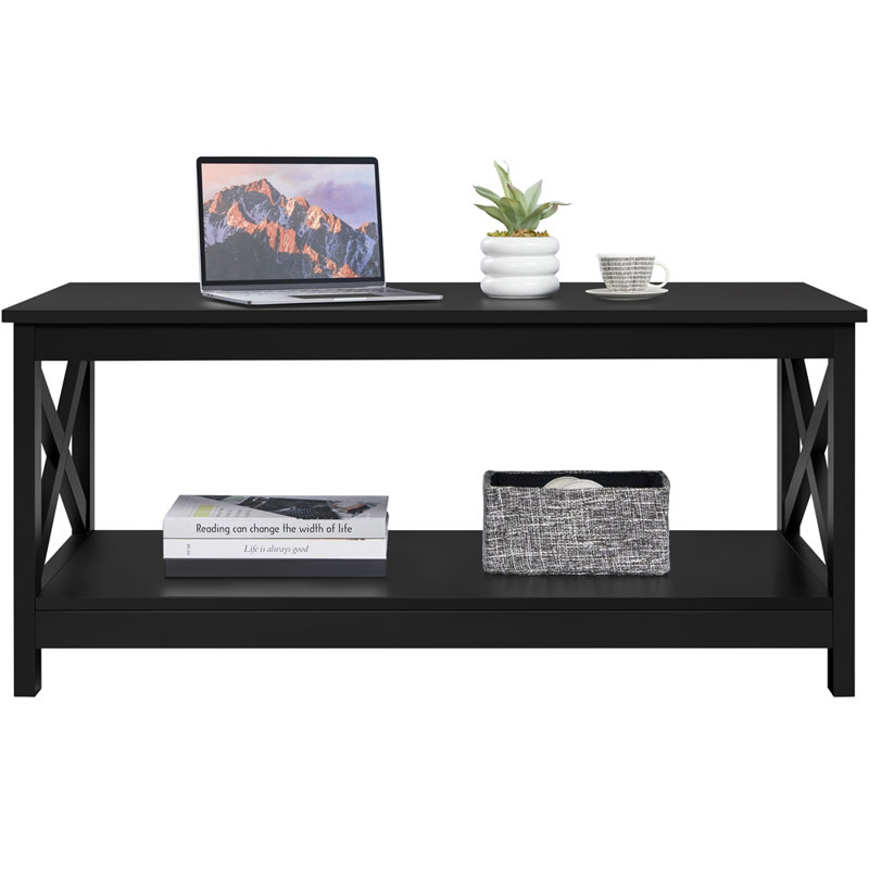 Solid Coffee Table with Storage, Black
