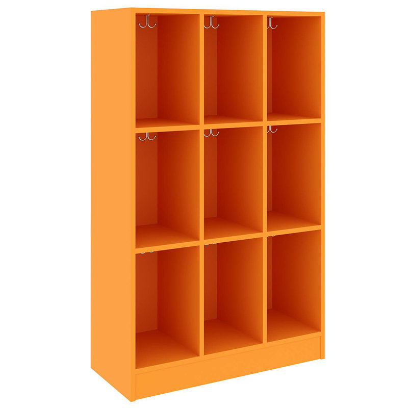 Armoire de rangement pour salle de classe triple à neuf compartiments, Palmeraie orange, H 72 po x l 36 po x P 17 po