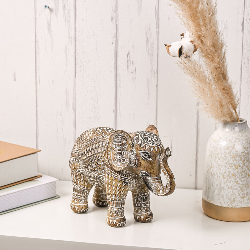 4.3 Inch Resin Boho Elephant Statue