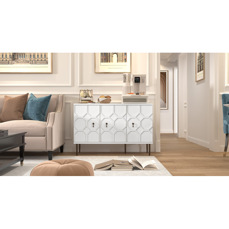 Modern Freestanding Storage Accent Cabinet with 2-Doors  Sideboard Buffet for Living Room, Dining Room, Bedroom and Entryway