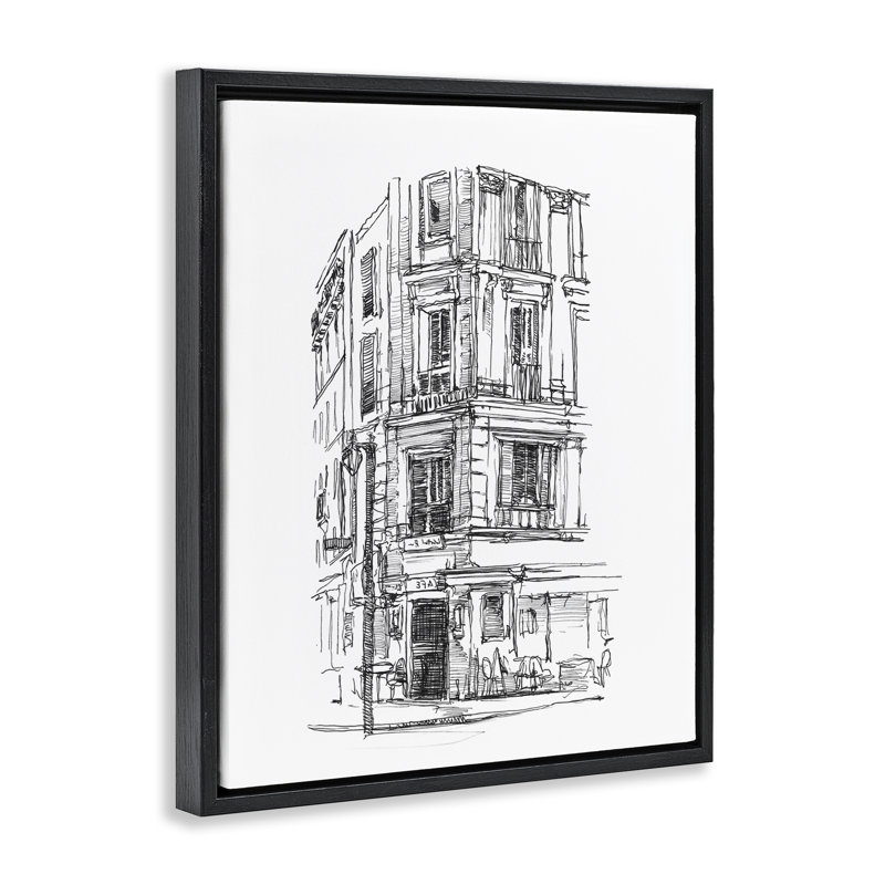 Cadre flottant Parisian Boulevard Architecture, design par Ethan Harper, Cadre flottant noir de jais, H 21 po x l 17 po