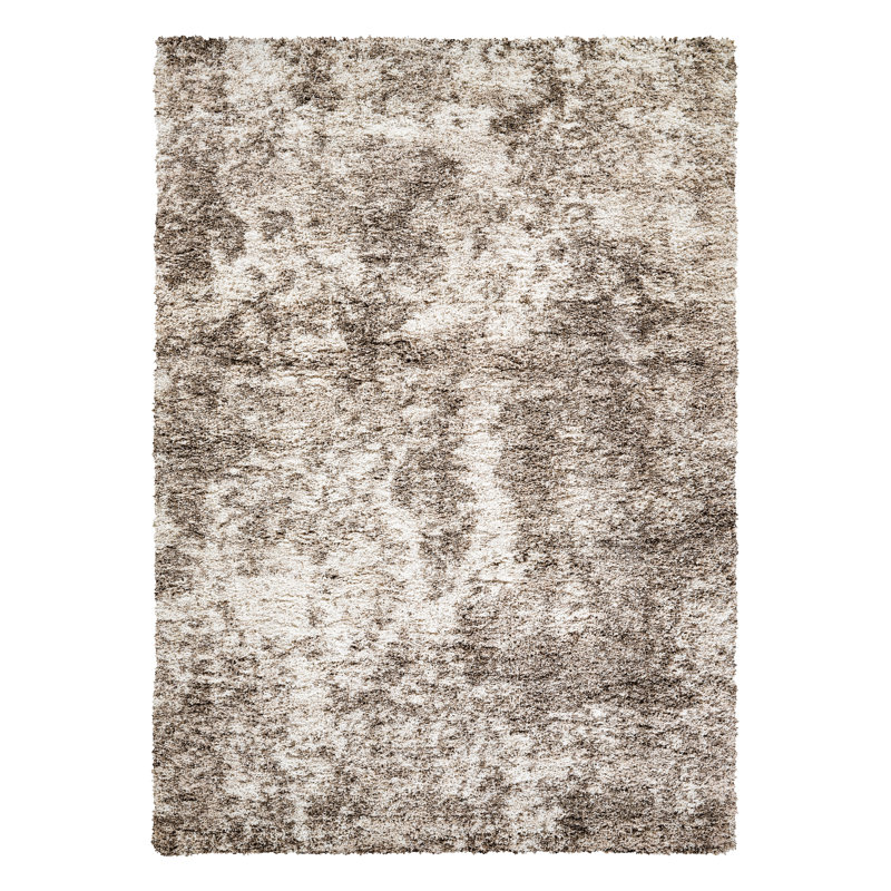 Hudgens Performance Abstract Shag Area Rug, Runner 2'8" x 9'6", Ivory/Gray