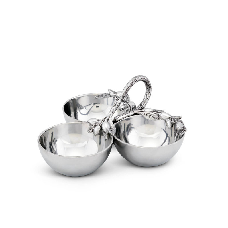 Tuscan Aluminum 3-Compartment Olive Candy Serving Bowl