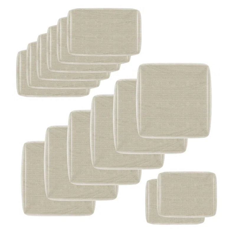 Custom Size Outdoor Cushion Cover Set Replacement Slipcovers for Specific Patio Seating Groups, Beige, 6-Seat / 14-Piece Set