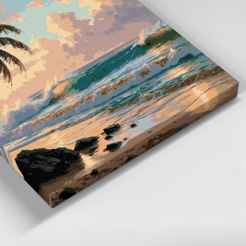 «Hawaiian Beach Scenes», art mural sur toile beige, H 8 po x l 8 po