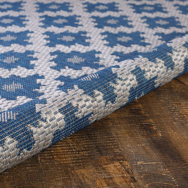 Tapis intérieur/extérieur bleu treillis Washam