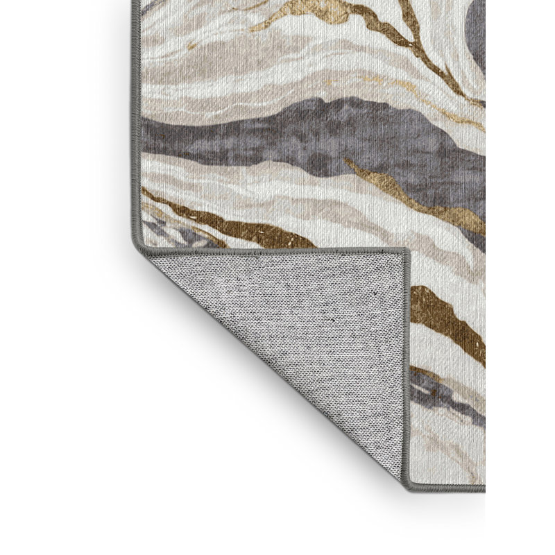 Machine Washable Gray Area Rug, Rectangle 4' x 6'