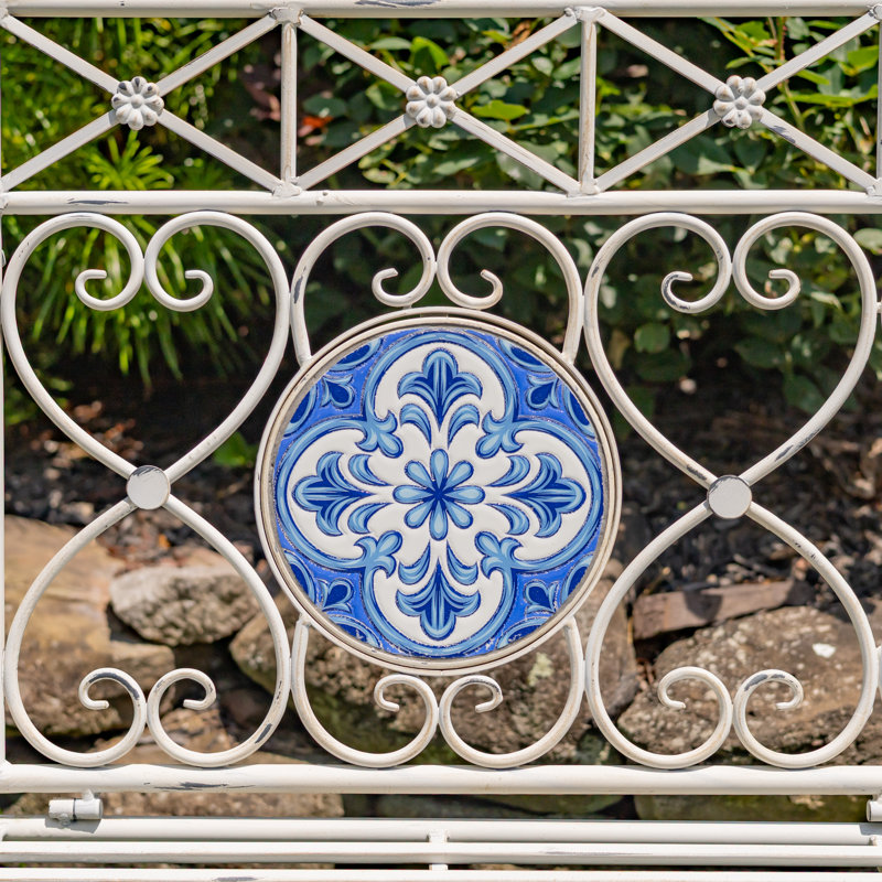 43in. Écusson Mosaic Metal Rectangular Garden Bench