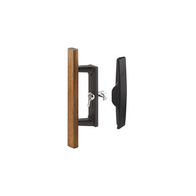 FHC C1259 Sliding Glass Door Handle Set - 3-15/16" - Diecast And Wood - Black (Single Pack)
