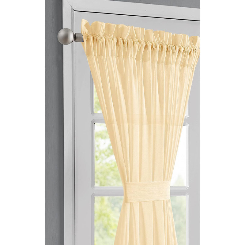 52 x 72 pouces, 2 rideaux transparents à porte française avec 2 attaches , L 52 po x L 72 po, Or