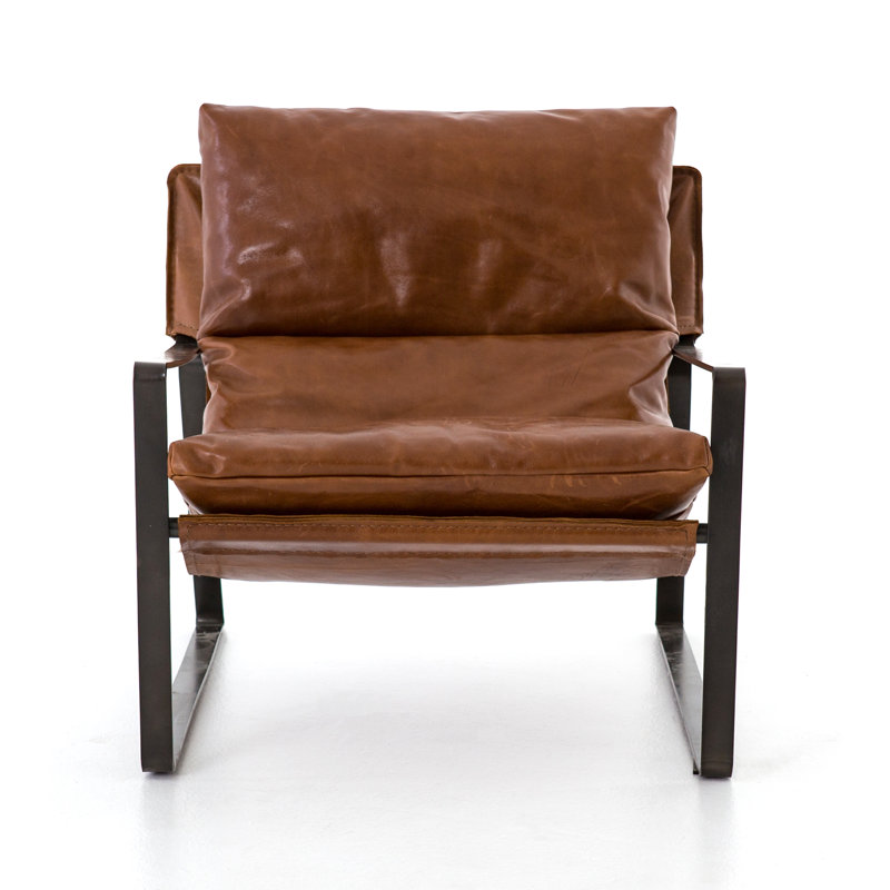 Emmett 29" Wide Top Grain Leather Armchair, Dakota Tobacco Genuine Leather