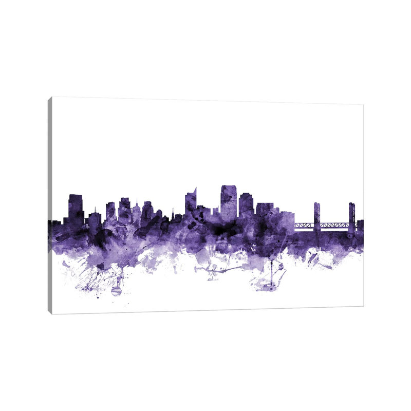 Sacramento, California Skyline by Michael Tompsett - 1 Piece Wrapped Canvas Wall Art, 101.6 cm H x 66.04 cm W x 1.91 cm D