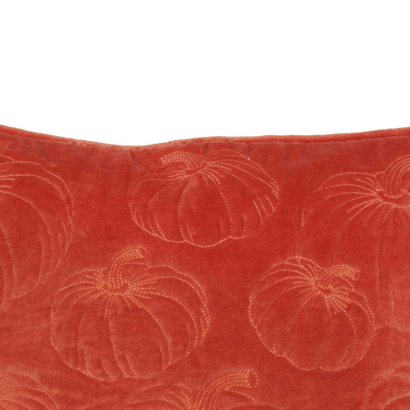 Orange Embroidered Cotton Pumpkin Throw Pillow