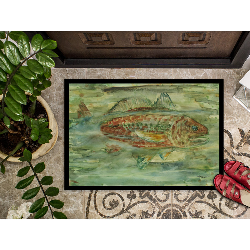 Paillasson d’extérieur anti-dérapant à poisson Gael, Rectangle 1 pi 6 po x 2 pi 3 po