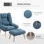 Marianne Recliner with Footstool, Reclining Chair with Adjustable Back, Blue