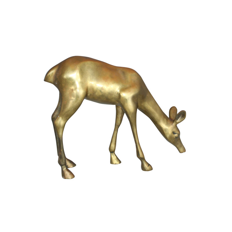 Statue bronze cerf bicolore Maranta - Taille: L 13 po x l 4 po x H 11 po.