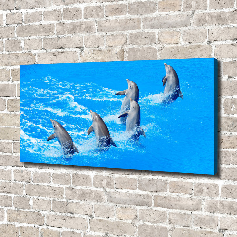 Dolphins - Print, Wrapped Canvas, 70cm H x 140cm W x 2cm D
