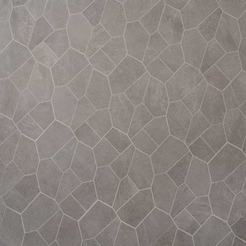 Era 12x20 Organic Pattern Matte Limestone Look Porcelain Mosaic Tile, Slate Gray