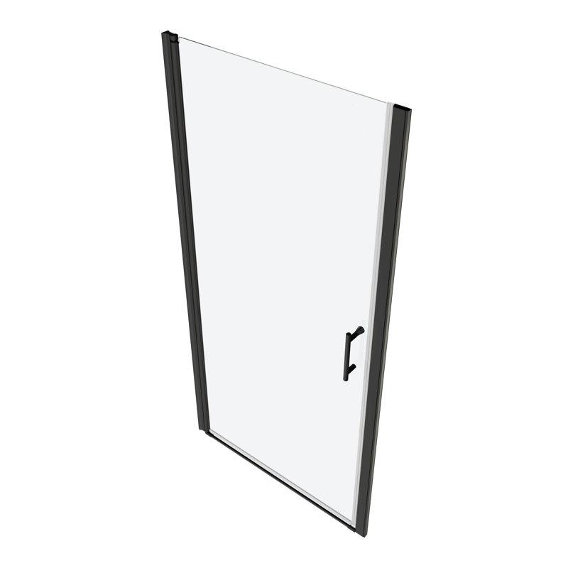 Ajustement, porte de douche pivotante universelle, ouverte à l'extérieur, avec verre trempé de 1/4 po, Noir mat