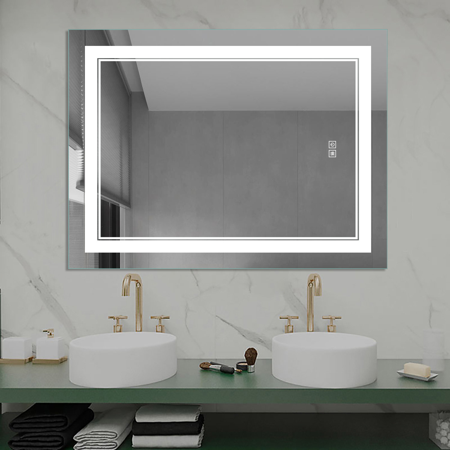 Wrought Studio Jerret Rectangle Led Wall Mirror 