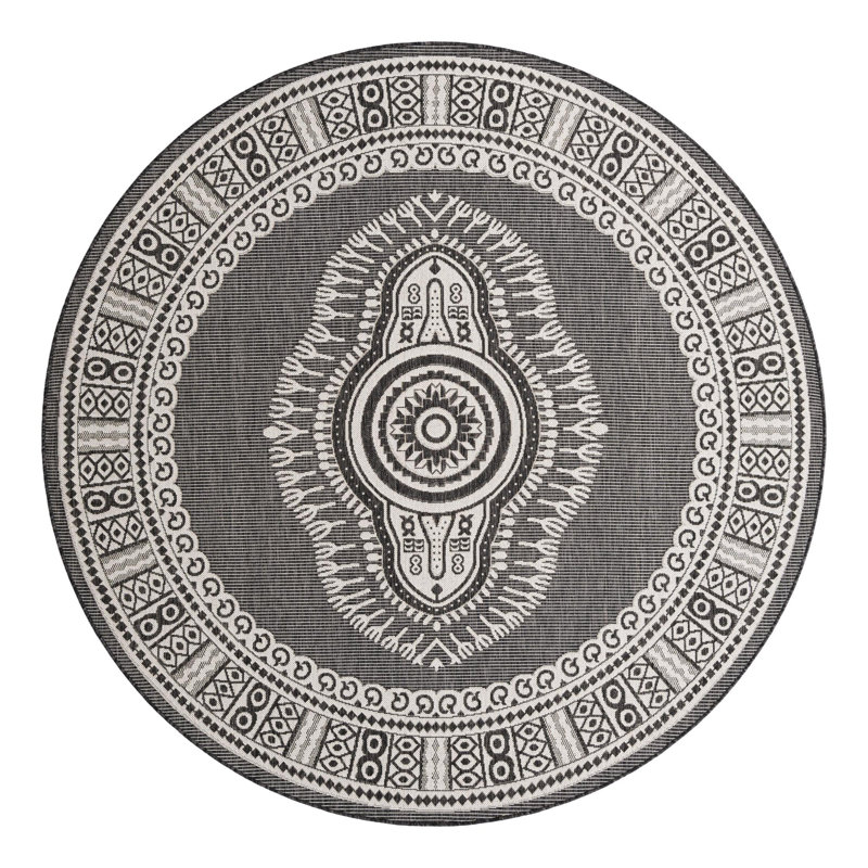 Indoor/Outdoor Traditional Area Rug, Round 7'10"