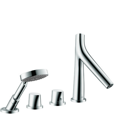 Axor Starck Organic Double Handle Deck Mounted Roman Tub Faucet with Handshower