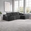 Gris, canapé modulaire en forme de L en forme de nuage à assise profonde gris, matériau en velours avec fauteuil inclinable et poches latérales, adapté au salon et à la chambre à coucher.