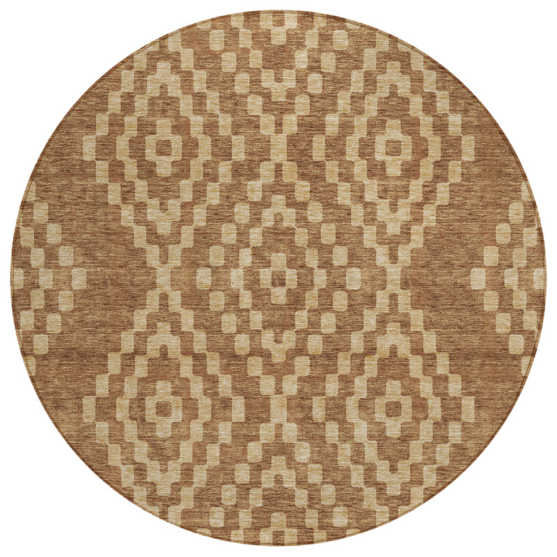 Malek Indoor/Outdoor Area Rug with Non-Slip Backing, Round 8'