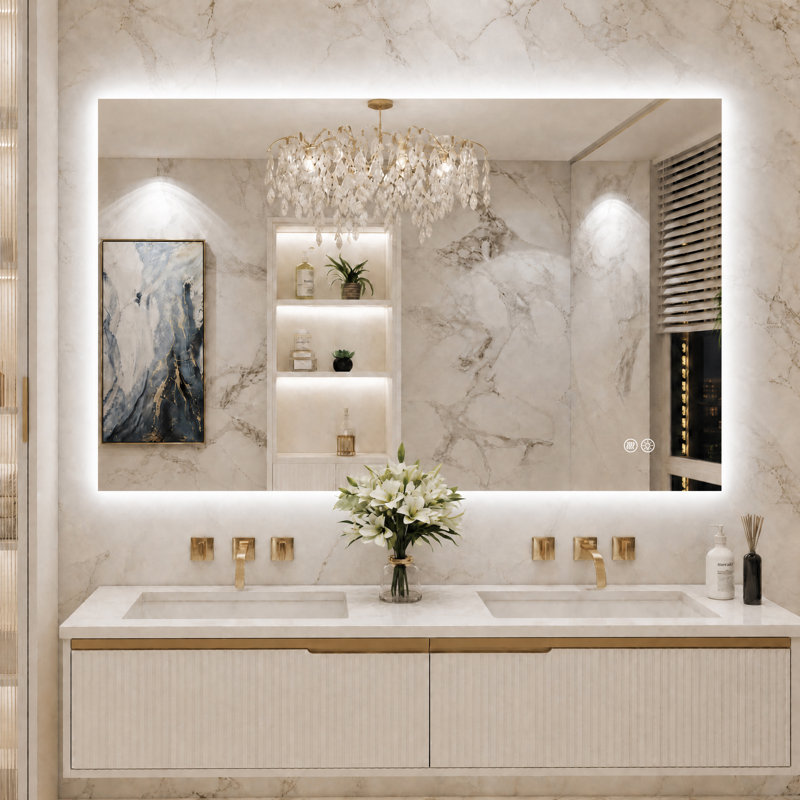 Lunara UL Certified Frameless Backlit LED Bathroom Vanity Mirror , Anti Fog Temper Glass 3 Year Warranty, 48" x 30"