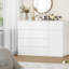 Ensembles de chambre à coucher 2 pièces, lit tapissier à DEL avec usb et 2 tiroirs, commode à 5 tiroirs de l 39,4 po-1152915084-1152915085