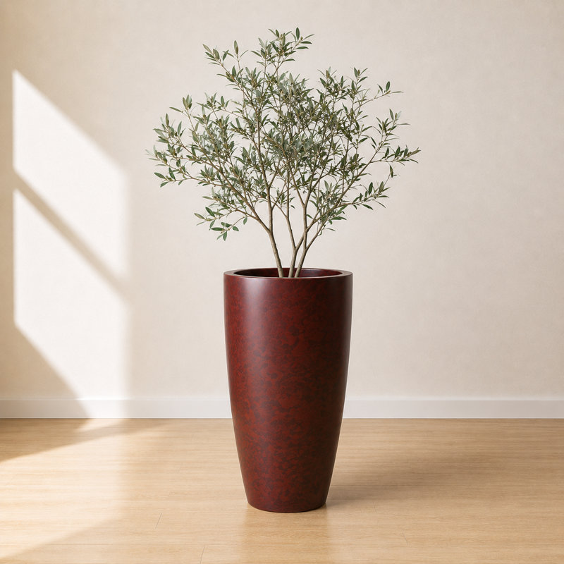 ECOBO Eco-Friendly Round Pot Planter, VicenzaIndoor/Outdoor use,Four Season Use, 35.4" H x 20.5" W x 20.5" D, Red