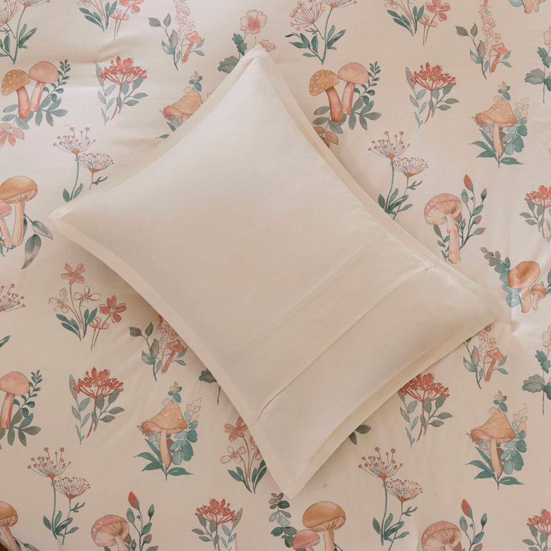 Ensemble d'édredon de style contemporain, Édredon pour lit simple + 2 pièces supplémentai, Ploral rosé